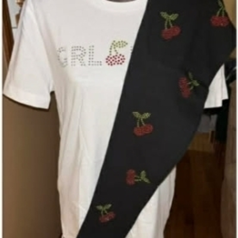 White T-Shirt with Cherry Design